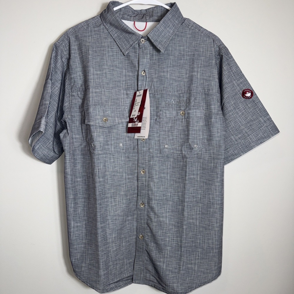 Canada Weather Gear Mens FlexGear Performance Short Sleeve Shirt Grey L